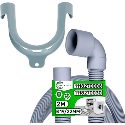 Vidange Tuyau Machine à Laver et Lave-Vaisselle Universel 2 m Ø19/22 mm avec Code 1118270006 1118270030 8996461308406 C00318230 pour AEG pour Whirlpool-Garantie de 5 Ans-