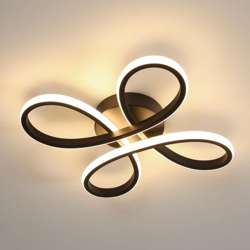 Plafonnier Led Moderne,Lampe De Plafond 28w 3150lm,Luminaire Plafonnier Acrylique En Forme De Fleur Pour Couloir,Balcon,Chambre,Salon,Lumière Chaude 3000k,Noir