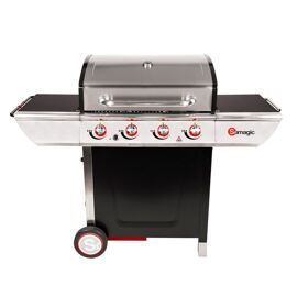 Barbecue au gaz 4 brûleurs en acier noir et gris