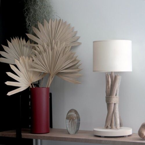 Lampe À Poser En Bois Blanc Cassé