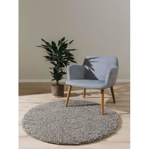 Tapis À Poils Longs Gris Clair D 160 Rond