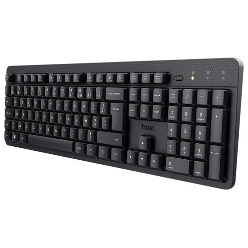 Trust ODY II Clavier sans Fil Silencieux AZERTY, Touches Plates Flottantes, Récepteur USB RF 2.4GHz, Clavier pour PC - Noir