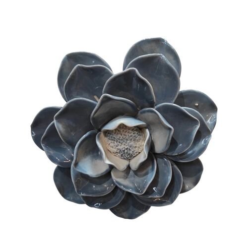 Déco murale fleur céramique bleu 20.5cm