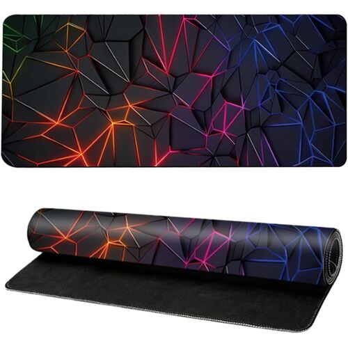 KALANKA-Grand Tapis de Souris Gaming XXL 900 x 400mm Mouse Pad avec Motifs Tendance Base en Caoutchouc Antidérapant et Bords Cousus, Durable et Confortable, Améliore Précision pour Jeu et Bureau (Noi