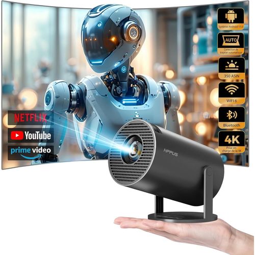 loc-¿An Oid 11.0¿ Mini Videoprojecteur 4K,Retroprojecteur Portable Wifi 5G/2.4G Bluetooth,Projecteur Video Avec Retournement À 180°,Auto Keystone Vidéoprojecteur Home Cinéma,Gris Fer