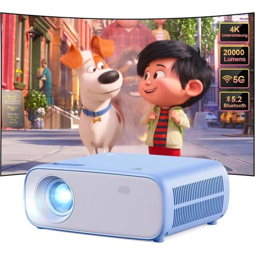 loc-Projecteur Avec Wifi Et Bluetooth 5.2,Full Hd 1080P,4K Supported Vidéoprojecteur,Hd Display Mini Retroprojecteur¿Bleu¿