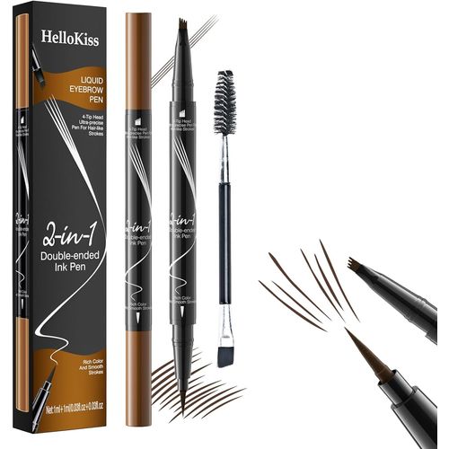 Loc-Crayon À Sourcils Liquide,3d Tatouage Crayon À Sourcils Avec 4 Conseils Crayon Imperméable & Longue Durée Sourcil Pour Le Maquillage Naturel Micro Crayon (Nouveau Style-Marron Foncé) 