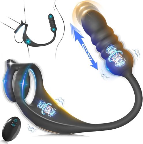 4 En 1 Plug Anal Vibromasseur Masseurs De Prostate Sex Toy¿S Homme Télécommandé Avec 9 Modes De Télescopique Vibrant Anneau Vibrant Pe¿Nis Homme Sex Toys Anals Sextoy Gode Sextoyse Couple Plaisir