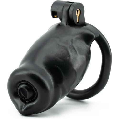 Kalanka-Abs Chastity Cage Hommes Sissy Avec 4 Cock Rings Dildo En Forme De Cage De Chasteté Sm Penis Bondage Set Fétiche Sex Toys Pour Hommes (L,Black)