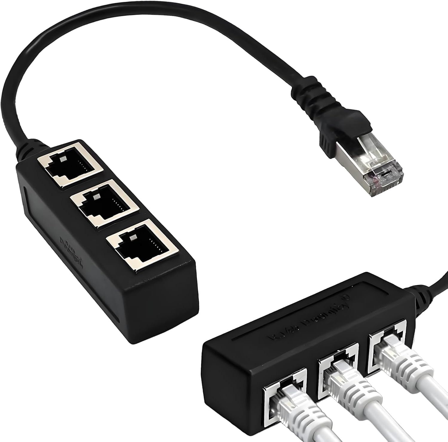 DeleyCON 1 Pièce Coupleur RJ45 (1000 Mbit) Gigabit LAN Câble D'extension Câble Réseau Adaptateur Ethernet Compatible Avec Cat8, Cat7, Cat6, Cat5, Câble Patch DSL POE 2 X RJ45 Femelle - Noir