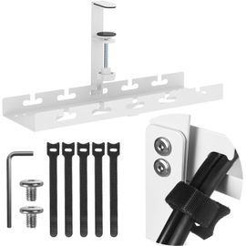 SJZG-Support De Câble Sous Évier Pour Multiprise | Fixation De Serrage Sans Outil | 40 Cm Organisateur Pour Bureau, Bureau À Domicile, Poste De Jeu Jusqu'À 5 Kg (Blanc, 1 Niveau/Longueur : 400 Mm)