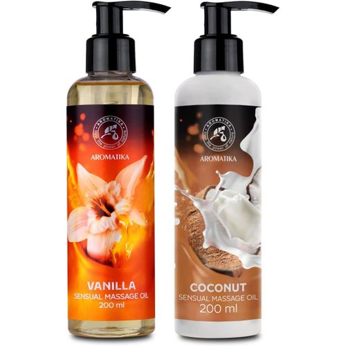 Huile De Massage Sensuelle Vanille Coco 2x200ml Comestible Naturelle Mélange D'huiles D'amande Et De Pépins De Raisin Huile De Noix De Coco Relaxante Oil Massage