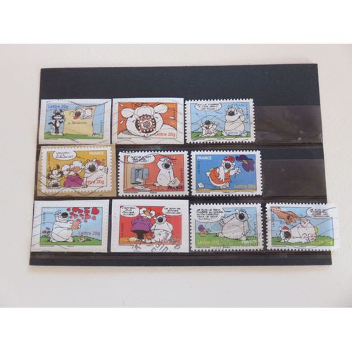Lot De 10 Timbres Oblitérés Autoadhésifs - "Sourires" Avec Cubitus De Michel Rodrigue Et Pierre Aucaigne - 2006 -