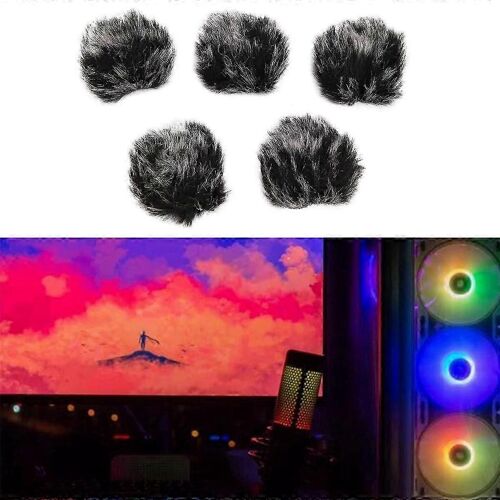 5Pcs 1.5cm microphone cheveux couverture,pare-brise manchon clip pour caméra conférence studio équipement d'enregistrement accessoires noir