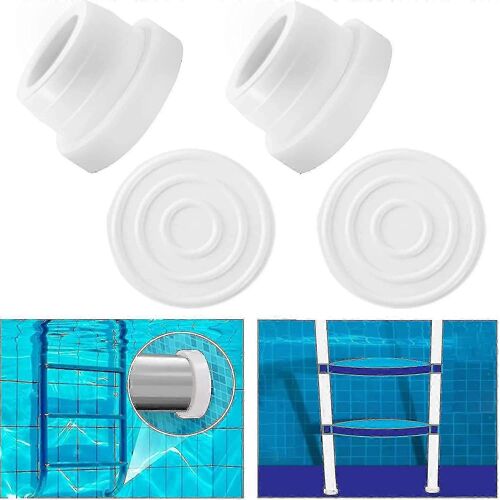 Paquet de 4 pare-chocs d'échelle de piscine en caoutchouc blanc Capuchons de protection pour piscine creusée Fit 1.9 échelle