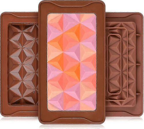 Moule En Silicone Amovible 3 Pièces Pour Barres Chocolatées,Cire Fondante - Formes Pyramidales Profondes,Grand