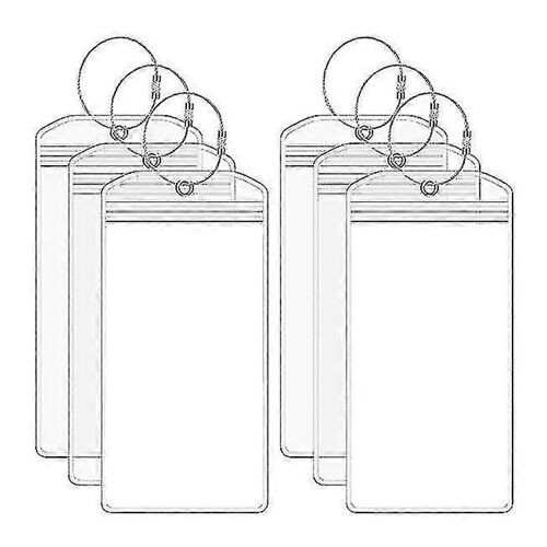 Paquet de 10 porte-étiquettes de bagages de croisière étanches avec fermeture éclair et fil d'acier,accessoires de voyage transparents pour les vacances sur les navires de croisière