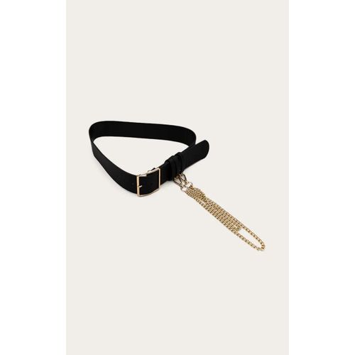 Ceinture Chaîne Dorée Et Noire Texturée Chunky, Noir