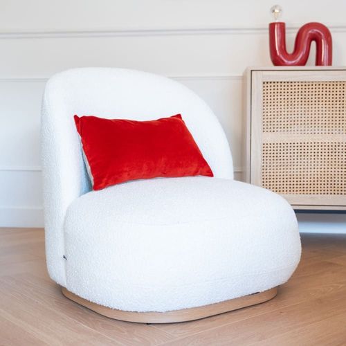 Fauteuil En Tissu Bouclette Beige