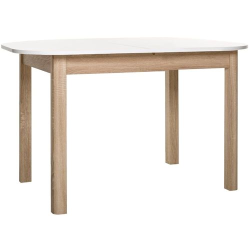 Table À Manger Extensible Blanc/Effet Chêne 4/6 Personnes 120/160 Cm