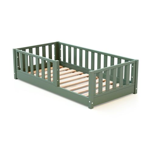 Lit Enfant Au Sol En Bois 70x140 - Vert Sauvage