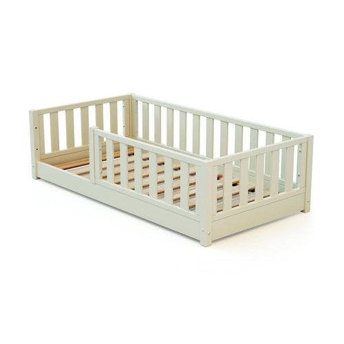 Lit Enfant Au Sol En Bois 70x140 - Blanc Perle