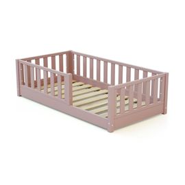 Lit Enfant Au Sol En Bois 70x140 - Rose Poudré