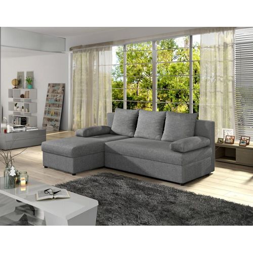 Canapé D'angle Réversible Convertible 4 Places En Tissu Gris