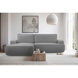 Canapé D'angle Gauche 4 Places En Tissu Texturé Gris Foncé