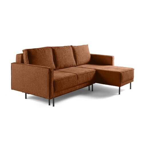 Canapé D'angle Réversible Convertible 4 Places En Tissu Velours Relief