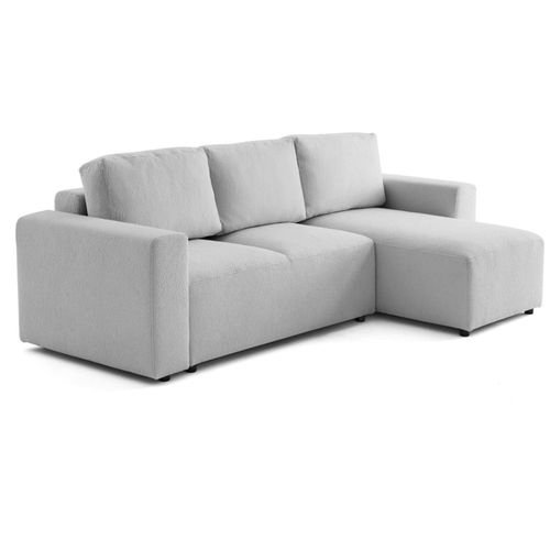 Canapé D'angle Réversible Convertible 4 Places En Tissu Bouclette Gris