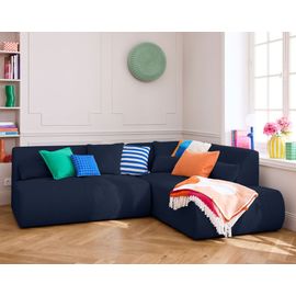 Canapé Modulable 5 Places Angle Droit En Tissu Mailles 3d Bleu