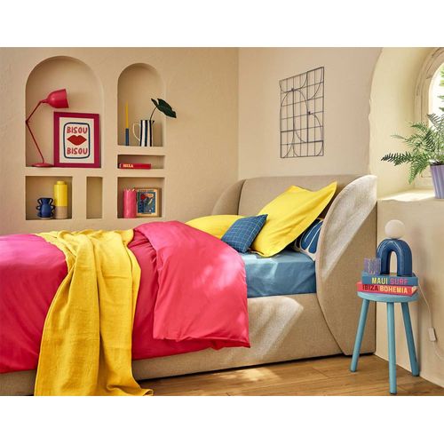 Lit Coffre En Tissu 140x190 Cm Beige