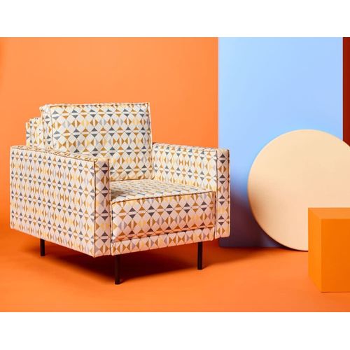 Fauteuil En Tissu Gris / Orange