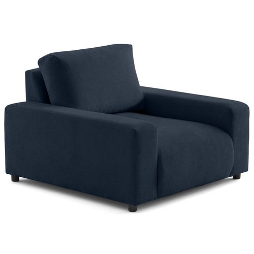 Fauteuil En Velours Texturé Bleu