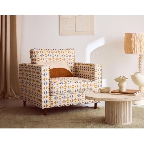Fauteuil En Tissu Gris / Orange