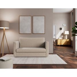 Canapé Droit Convertible 2 Places En Tissu Beige