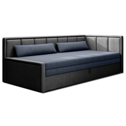 Canapé Droit Convertible 3 Places En Velours Gris Foncé