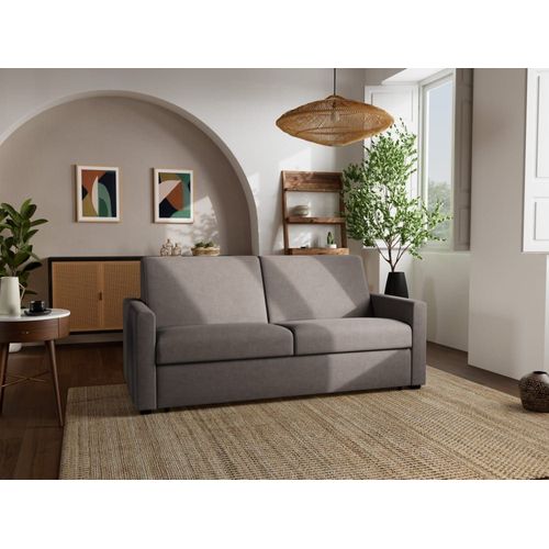 Canapé Droit Convertible 3 Places En Tissu Gris