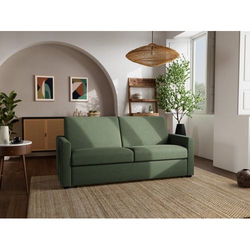 Canapé Droit Convertible 3 Places En Tissu Vert