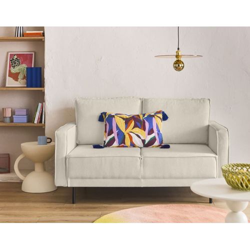 Canapé Droit 2 Places En Tissu Beige