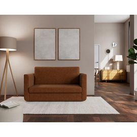 Canapé Droit Convertible 2 Places En Tissu Terracotta