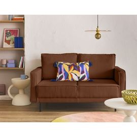 Canapé Droit 2 Places En Tissu Terracotta