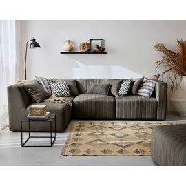 Canapé Modulable 5 Places Angle Gauche En Velours Gris