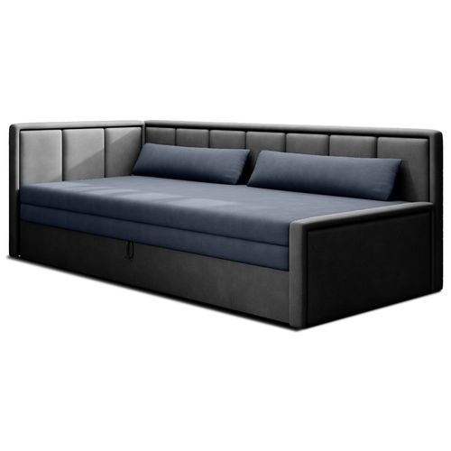 Canapé Droit Convertible 3 Places En Velours Gris Foncé