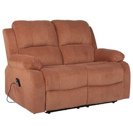 Canapé 2 Places Relax Électrique En Velours Côtelé Terracotta