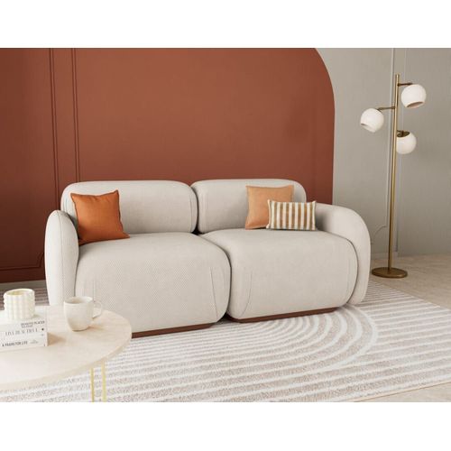 Canapé Modulable 2 Places En Velours Texturé Beige