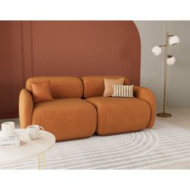 Canapé Modulable 2 Places En Velours Texturé Terracotta