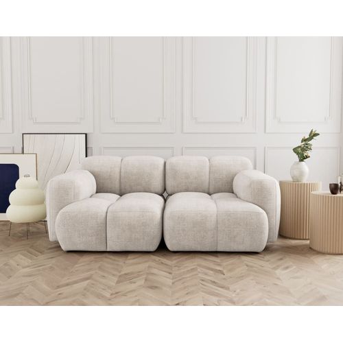 Canapé Modulable 2 Places En Velours Texturé Beige