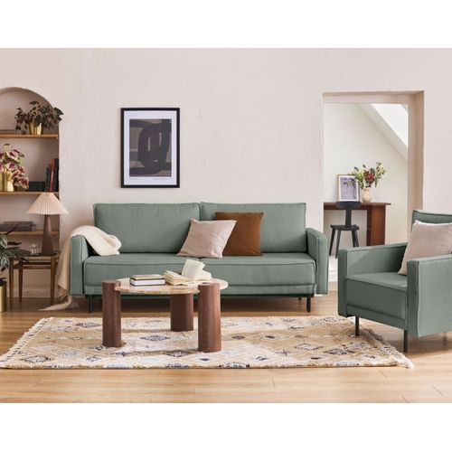 Canapé Droit Convertible 3 Places En Tissu Vert